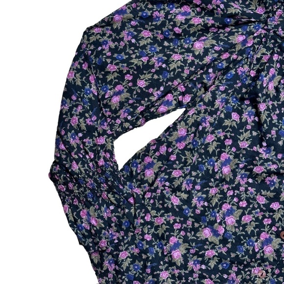 Free People Long Sleeve Button Up Floral Cotten Blouse | U.S. Woman’s XSmall - Picture 4 of 8